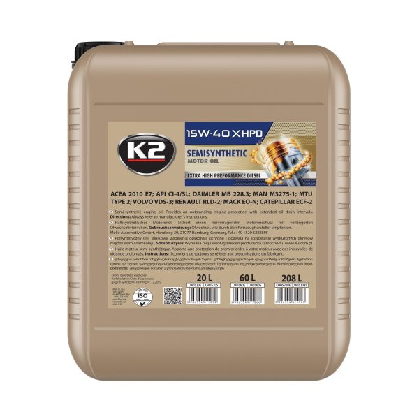 K2 15W-40 XHPD 20L