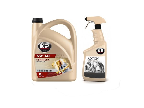 ZESTAW  K2 TEXAR 5W-40 BENZIN DIESEL LPG 5 L + K2 ROTON 700 ML